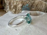 1.56ct Emerald Cut Blue Aquamarine Solitaire Engagement Ring 14k White Gold Over