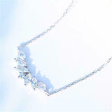 1.6ct Marquise Cut Diamond Pendant Chain Petite Floral Leaf 14k WhiteGold Finish