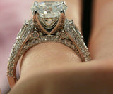 4ct Round Diamond Vintage Gatsby Princess Engagement Ring 14k White Gold Finish