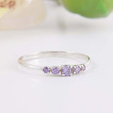 1.2ct Round Cut Purple Amethyst Engagement Ring Five Stone 14k White Gold Finish