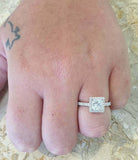 2.2ct Engagement Ring Princess Cut Diamond Round Accent Halo 14k White Gold Over