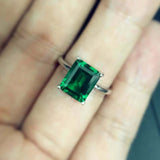3ct Green Emerald Cut Engagement Ring Solitaire Women 14k White Gold Finish