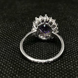 2.3ct Engagement Ring Oval Cut Purple Amethyst Floral Halo 14k White Gold Finish