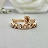 1.55ct Engagement Ring Oval Cut Peach Morganite Bridal Set 14k Yellow Gold Over