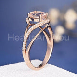 1.7ct Oval Cut Simulated Morganite Split Shank Curved Ring 14k Rose Gold Plated