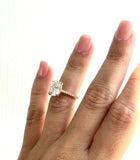 3.5Ct Oval Cut Diamond Accent Engagement Hidden Halo Ring 14K White Gold Finish