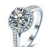 1.3ct Round Cut Diamond Engagement Ring 14k White Gold Finish Halo Solitaire