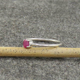 0.3ct Engagement Ring Oval Cut Pink Ruby Solitaire Minimalist 14k WhiteGold Over