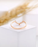 0.2ct Round Cut Moissanite Curved Minimalist Wedding Band 14k Rose Gold Plated