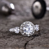 2.4ct Engagement Ring Round Cut Diamond Art Deco Design 14k White Gold Finish