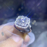 Dual Halo Solitaire Engagement Ring 2ct Round Cut Diamond 14k White Gold Finish