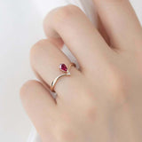 0.58ct Pear Cut Pink Ruby Wedding Band Minimalist Curved 14k Yellow Gold Finish