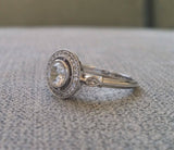 2Ct Round Cut Diamond Halo Filigree Vintage Engagement Ring 18K White Gold Over