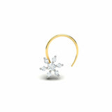 0.4ct Round Cut Diamond Floral Nose Pin Ring Piercing Women 14k Yellow Gold Over