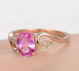 3ct Oval Cut Pink Sapphire Antique Filigree Engagement Ring 14k Rose Gold Finish
