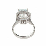 4ct Emerald Cut Blue Aquamarine Engagement Ring Diamond Halo 14k White Gold Over
