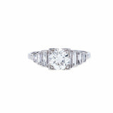 2.3ct Round Cut Diamond Solitaire Step Baguette Accents Ring 14k White Gold Over