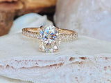 2.3ct Oval Simulated Diamond Solitaire with Accents Ring 14k Yellow Gold Plated