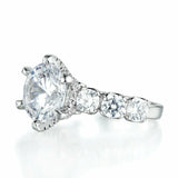 4Ct Round Cut Diamond Ice Solitaire Accent Engagement Ring 14K White Gold Finish