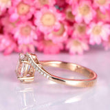 1.4ct Oval Peach Morganite Engagement Ring Swirl Solitaire 14k Yellow Gold Over