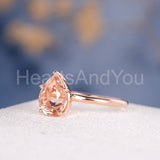 1ct Pear Cut Simulated Morganite Solitaire Engagement Ring 14k Rose Gold Plated