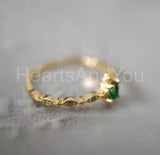 0.5ct Round Cut Simulated Emerald Minimal Engagement Ring 14k Yellow Gold Plated
