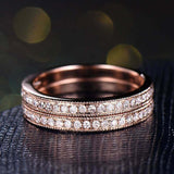2ct Round Cut Diamond Milgrain Half Eternity Wedding Bands 14k Rose Gold Finish