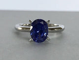 1ct Oval Cut Blue Sapphire Solitaire Promise Engagement Ring 14k White Gold Over