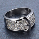 2.1ct Round Cut Diamond Engagement Ring 14k White Gold Finish Belt Unique Design