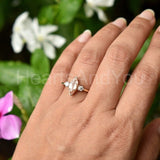 1ct Marquise Cut Simulated Morganite Three Stone Ring 14K Yellow Gold Plated