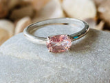 0.6ct Oval Cut Simulated Peach Morganite Solitaire Ring 14k White Gold Plated