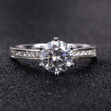 2.1ct Round Cut Diamond Engagement Ring Accents Solitaire 14k White Gold Finish