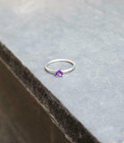 0.5ct Round Cut Purple Amethyst Solitaire Minimalist Ring 14k White Gold Finish