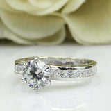 3ct Round Cut Diamond Engagement Ring Channel Set Accents 14k White Gold Finish