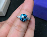 2.45ct Engagement Ring Round Cut Blue Topaz Accents Solitaire 14k WhiteGold Over