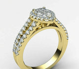 3ct Pear Cut Diamond Split Shank Band Engagement Ring 14k Yellow Gold Finish