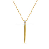 0.025ct Round Cut Moissanite Pointed Bar Pendant Chain 14k Yellow Gold Plated