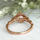 2.5ct Cushion Cut DVVS1 Diamond Vintage Halo Engagement Ring 14K Rose Gold Over