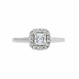 1.6ct Asscher Cut Diamond Engagement Ring Halo Solitaire 14k White Gold Finish