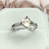 1ct Engagement Ring Cushion Cut Peach Morganite Three Stone 14k WhiteGold Finish