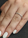 0.5ct Round Cut Moissanite Single Prong Half Eternity Band 14k White Gold Plated