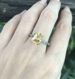 1.2ct Oval Cut Yellow Sapphire Engagement Ring Solitaire 14k White Gold Finish