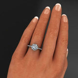 Hidden Halo Solitaire Engagement Ring 2ct Round Cut Diamond 14k WhiteGold Finish