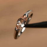 1ct Engagement Ring Marquise Cut Peach Morganite Solitaire 14k White Gold Finish