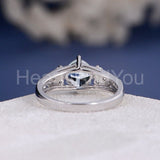 2.3ct Cushion Cut Simulated Blue Aquamarine Infinity Ring 14k White Gold Plated