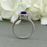 2ct Pear Purple Amethyst Accents Solitaire Engagement Ring 14k White Gold Finish