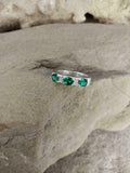 2.5ct Wedding Band Oval Cut Green Emerald Stylish Three Stone 14k WhiteGold Over