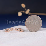 0.2ct Round Cut Moissanite Curved Minimalist Wedding Band 14k Rose Gold Plated