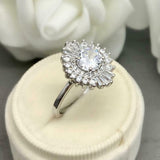 2ct Engagement Ring Round Cut Diamond Ballerina Sunburst 14k White Gold Finish