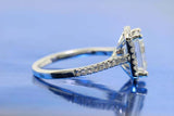 2ct Emerald Cut Diamond Engagement Ring Halo Bridal Set Band 14k White Gold Over